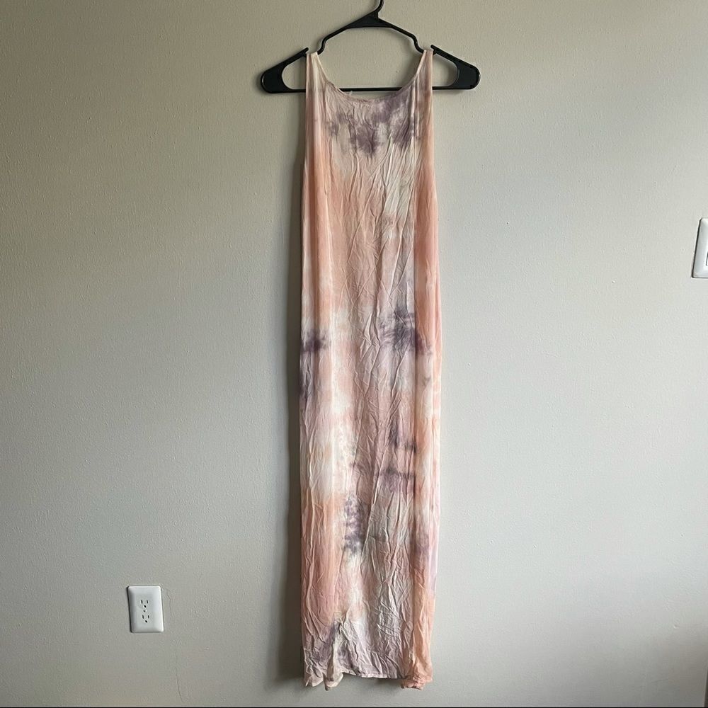 Revolve LACAUSA DAD'S SHIRT TIE-DYE SLEEVELESS BOHO MAXI DRESS - Picture 4 of 11